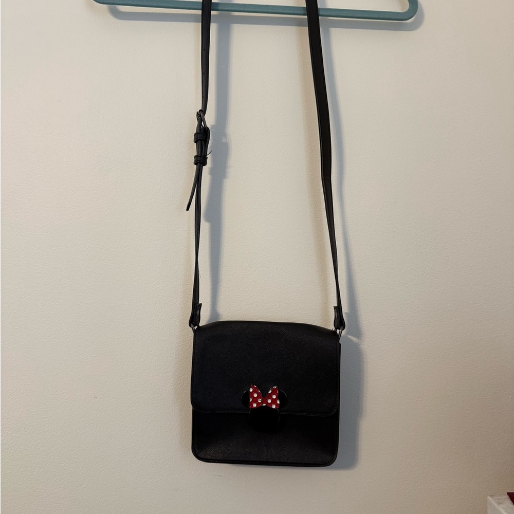 Black Crossbody Bag with Minnie Mouse Accent